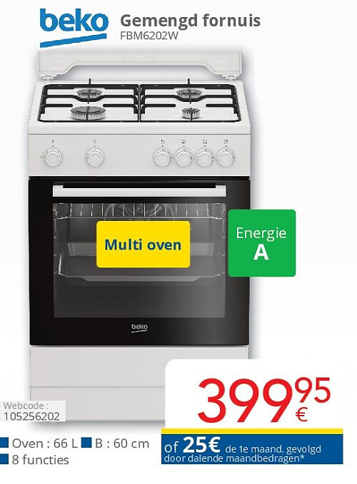 Beko Gemengd fornuis FBM6202W