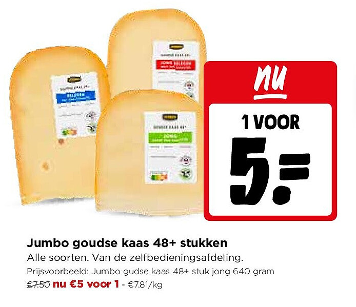 Jumbo goudse kaas 48+ stukken