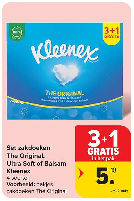 Set zakdoeken The Original, Ultra Soft of Balsam Kleenex