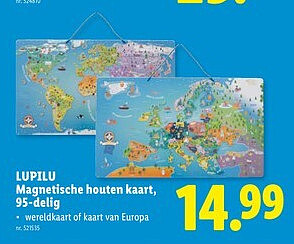 LUPILU Magnetische houten kaart, 95-delig