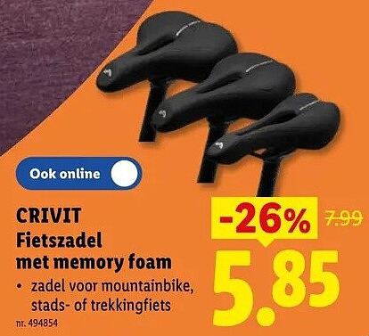 CRIVIT Fietszadel met memory foam