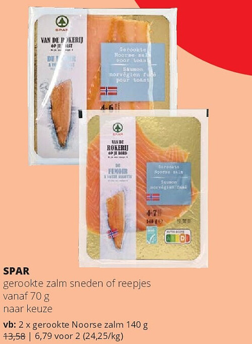 SPAR gerookte zalm sneden of reepjes vanaf 70 g