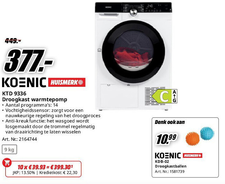 KTD 9336 Droogkast warmtepomp