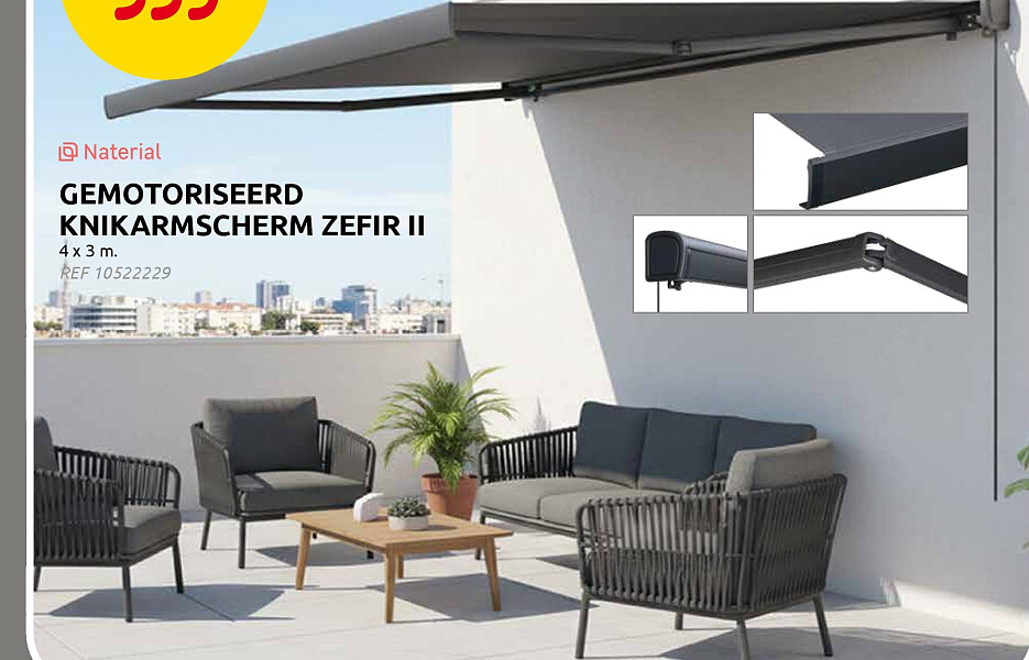 Gemotoriseerd knikarmscherm Zefir II