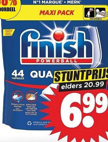 Finish vaatwastabletten Quantum regular, 44 stuks