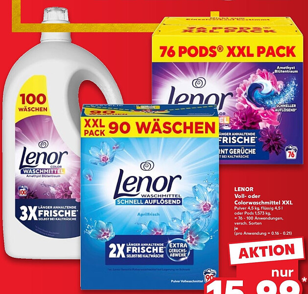 Lenor Voll- oder Colorwaschmittel XXL