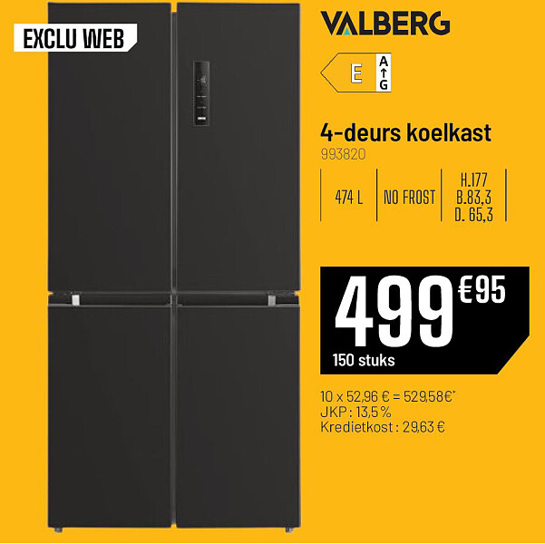 Valberg 4-deurs koelkast
