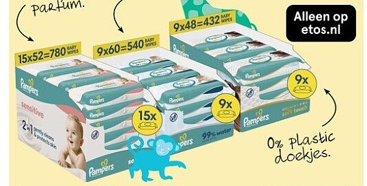 Pampers megaboxen doekjes 9- en 15-pakken