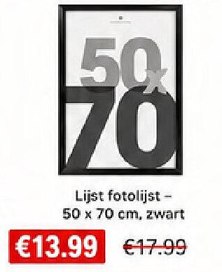 Lijst fotolijst 50 x 70 cm, zwart