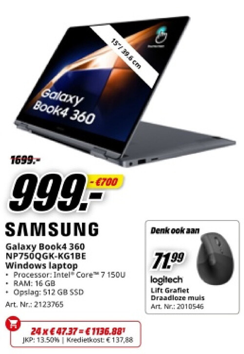 SAMSUNG Galaxy Book4 360 NP750QGK-KG1BE Windows laptop