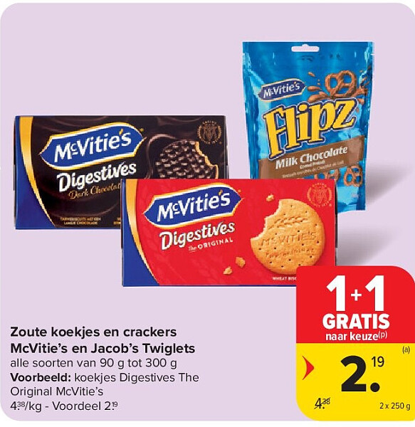 Zoute koekjes en crackers McVitie’s en Jacob’s Twiglets