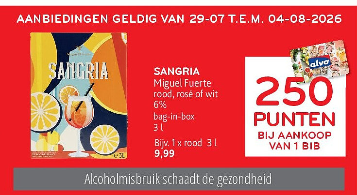 SANGRIA Miguel Fuerte rood, rosé of wit 6% bag-in-box 3 l