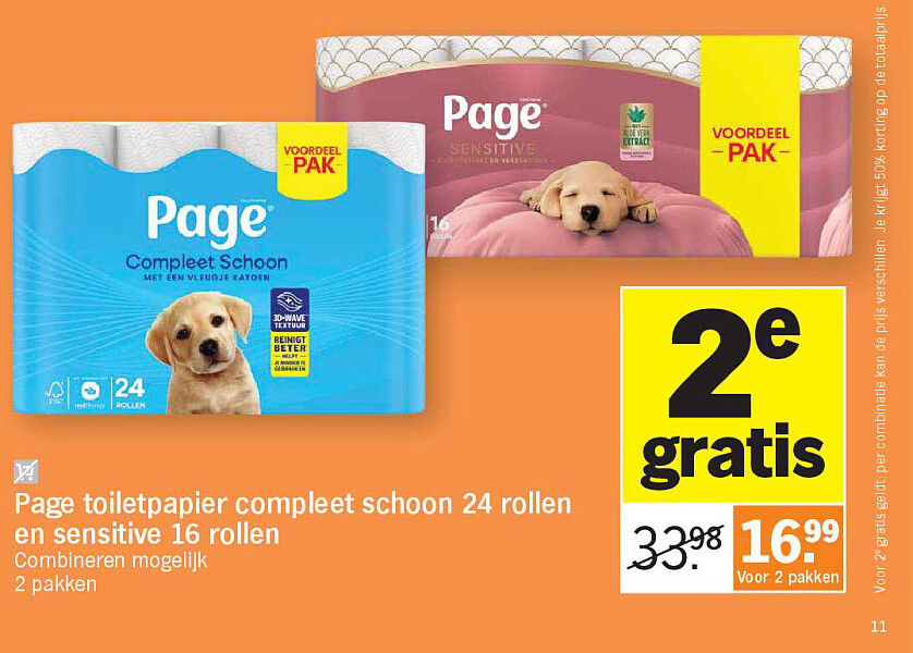 Page toiletpapier compleet schoon 24 rollen en sensitive 16 rollen