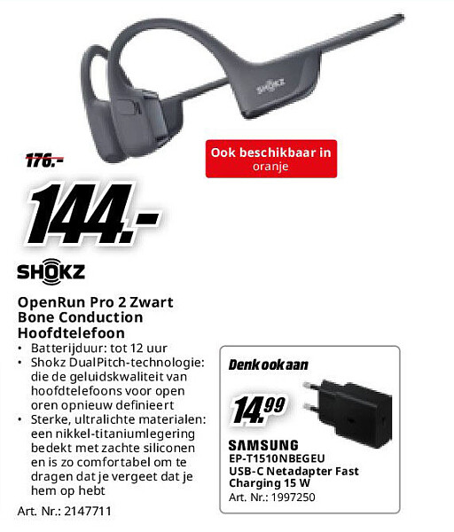 OpenRun Pro 2 Zwart Bone Conduction Hoofdtelefoon