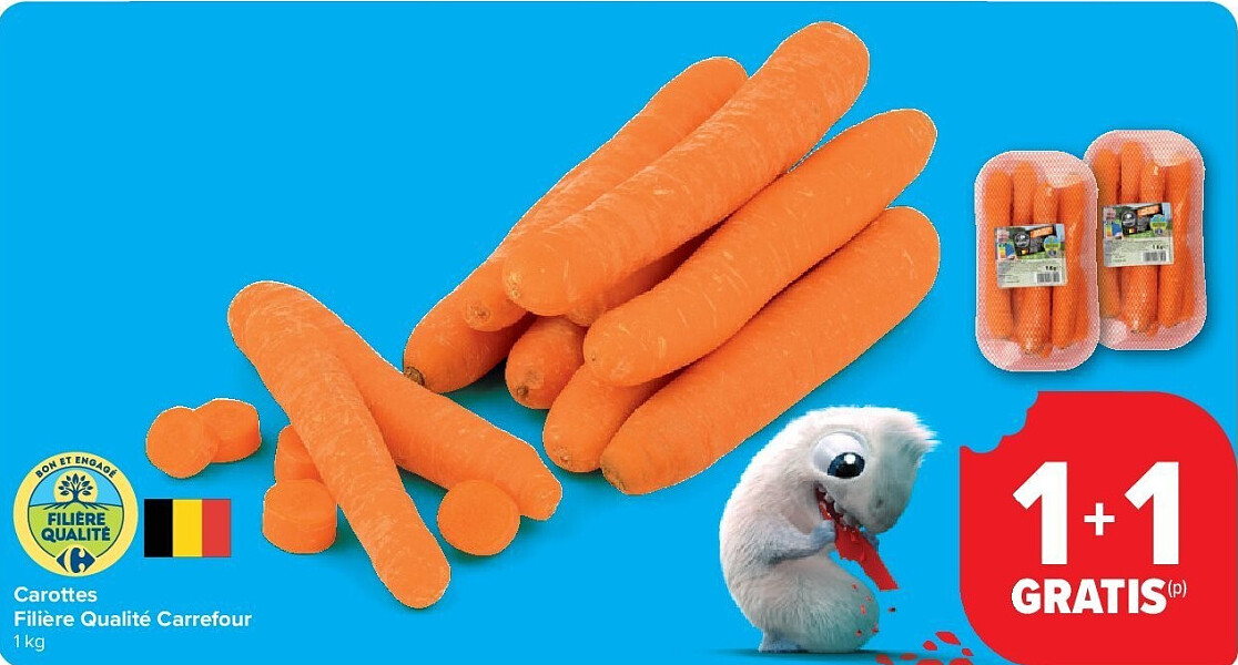 Carottes Filière Qualité Carrefour 1 kg | Chasseurs de promos