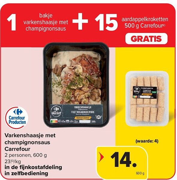 Varkenshaasje met champignonsaus Carrefour