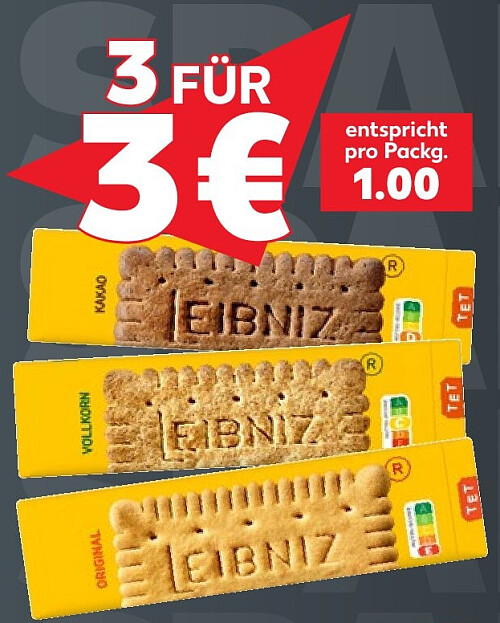 LEIBNIZ Kekse Butter-, Kakao-, Vollkorn-, Haferoder Dinkelkekse oder -30 % Zucker
