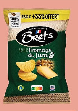 Chips saveur fromage du Jura Bret's 250 g + 33 % offert