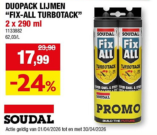 DUOPACK LIJMEN “FIX-ALL TURBOTACK” 2 x 290 ml