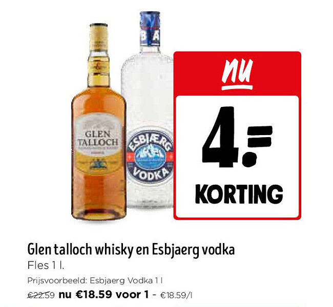 Glen talloch whisky en Esbjaerg vodka