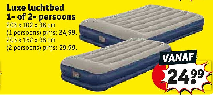 Luxe luchtbed 1- of 2- persoons