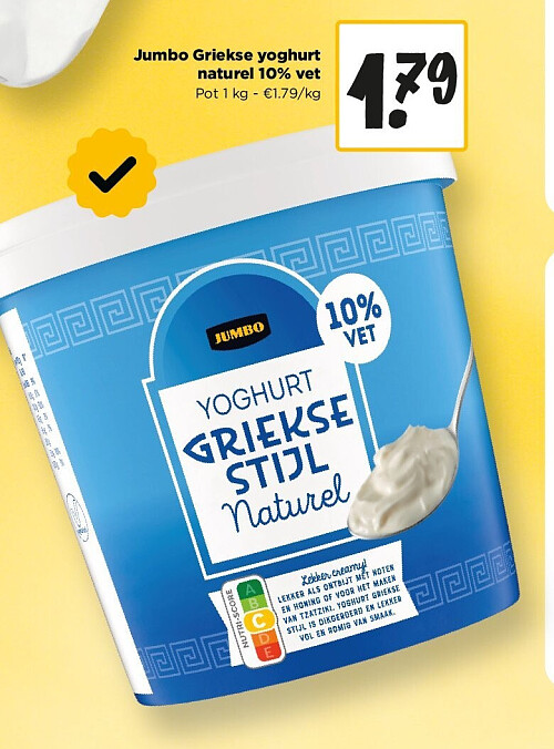 Jumbo Griekse yoghurt naturel 10% vet