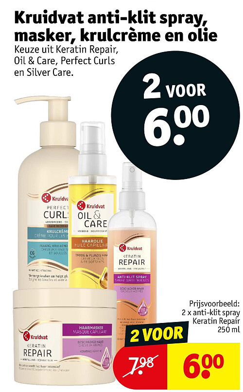 Kruidvat anti-klit spray, masker, krulcrème en olie