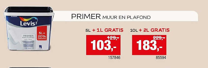 PRIMER MUUR EN PLAFOND 5L + 1L GRATIS