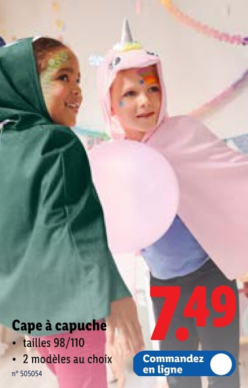 Cape tailles à capuche