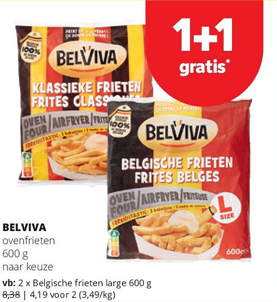 BELVIVA Belgische frieten large 600 g