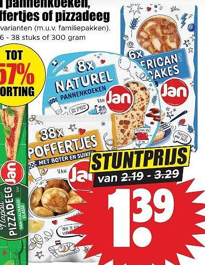 Jan pannenkoeken, poffertjes of pizzadeeg