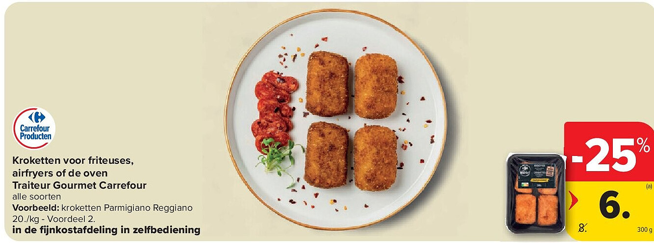 Kroketten voor friteuses, airfryers of de oven Traiteur Gourmet Carrefour