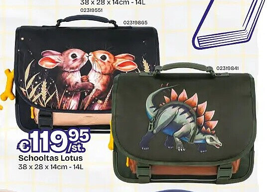 Schooltas Lotus 38 x 28 x 14cm - 14L