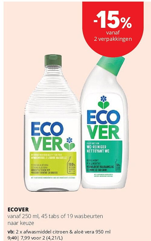 ECOVER afwasmiddel citroen & aloë vera 950 ml