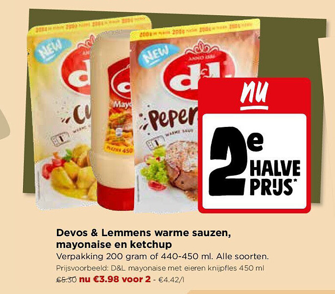 Devos & Lemmens warme sauzen, mayonaise en ketchup