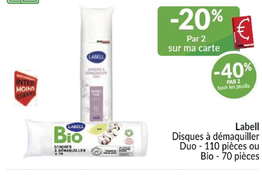 Labell Bio Disques à démaquiller - 70 pièces