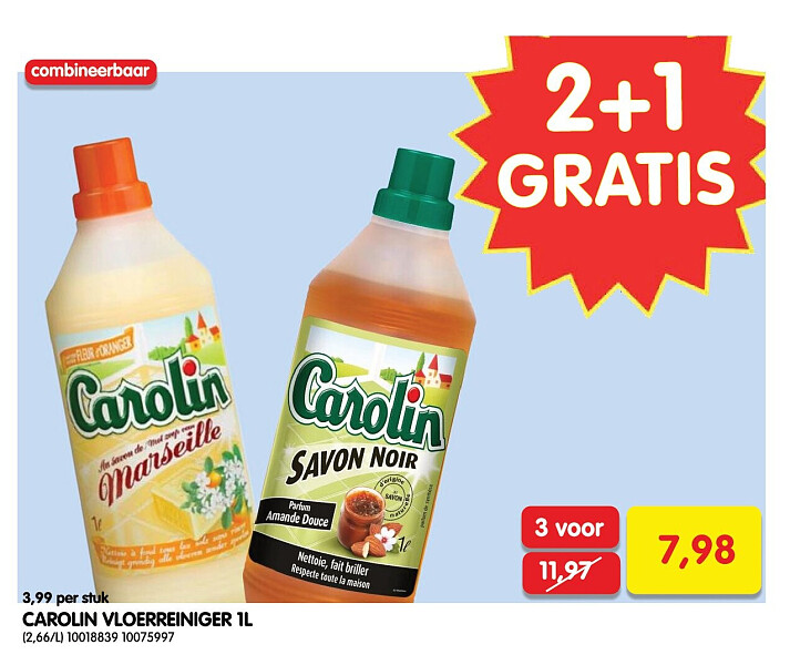 3,99 per stuk CAROLIN VLOERREINIGER 1L