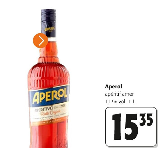 Aperol apéritif amer 11 % vol 1 L