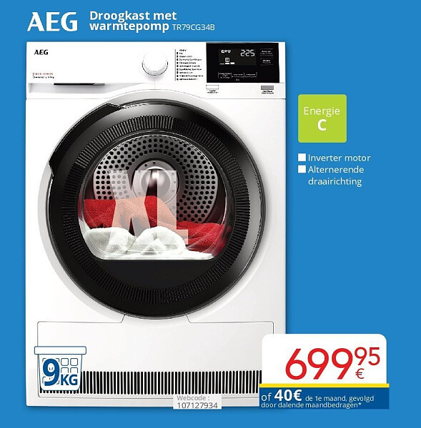 Aeg Droogkast met warmtepomp TR79CG34B