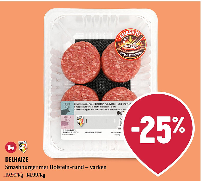 DELHAIZE Smashburger met Holstein-rund – varken