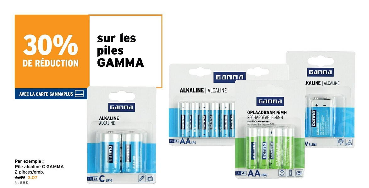sur les piles GAMMA