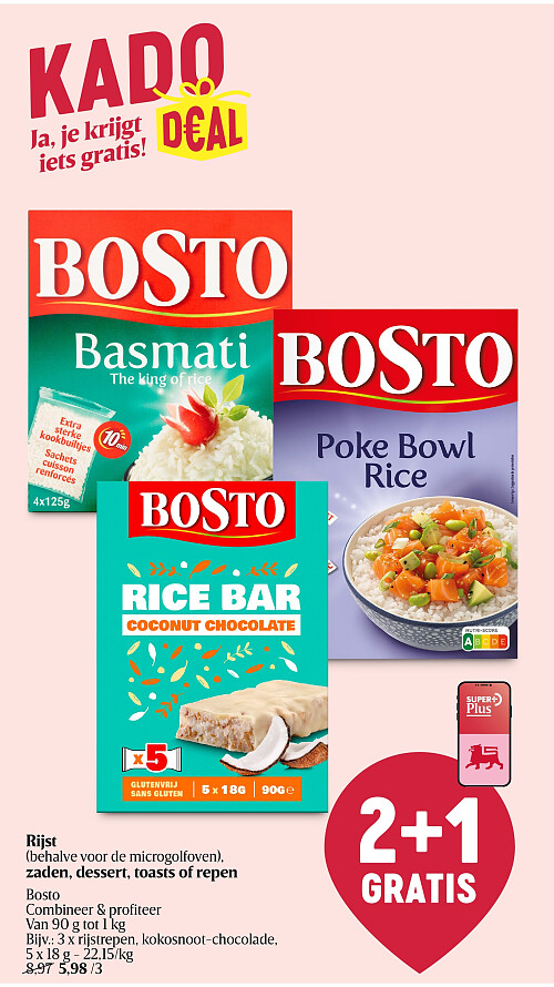 Rijst (behalve voor de microgolfoven), zaden, dessert, toasts of repen