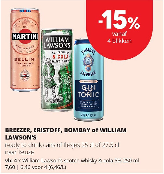 William Lawson’s scotch whisky & cola 5% 250 ml