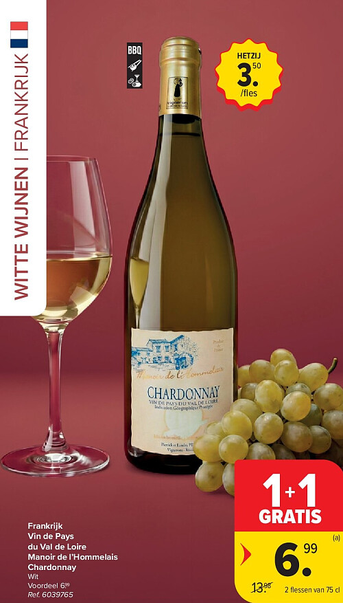 Frankrijk Vin de Pays du Val de Loire Manoir de l’Hommelais Chardonnay