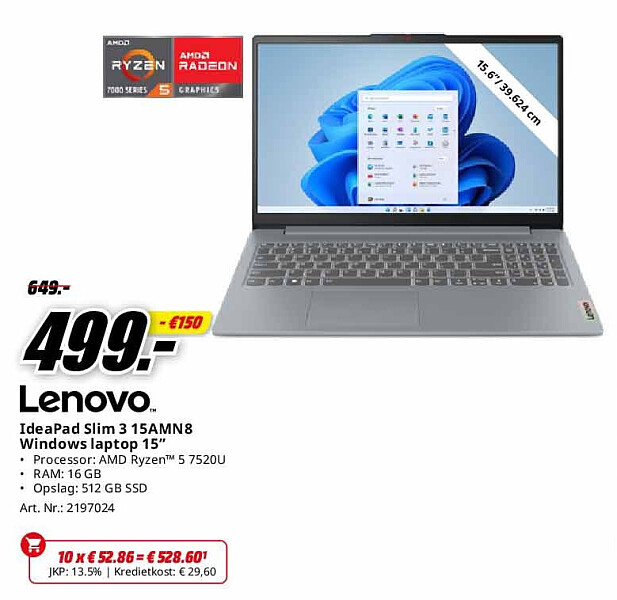 Lenovo IdeaPad Slim 3 15AMN8 Windows laptop 15”