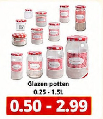 Glazen potten 0.25-1.5L