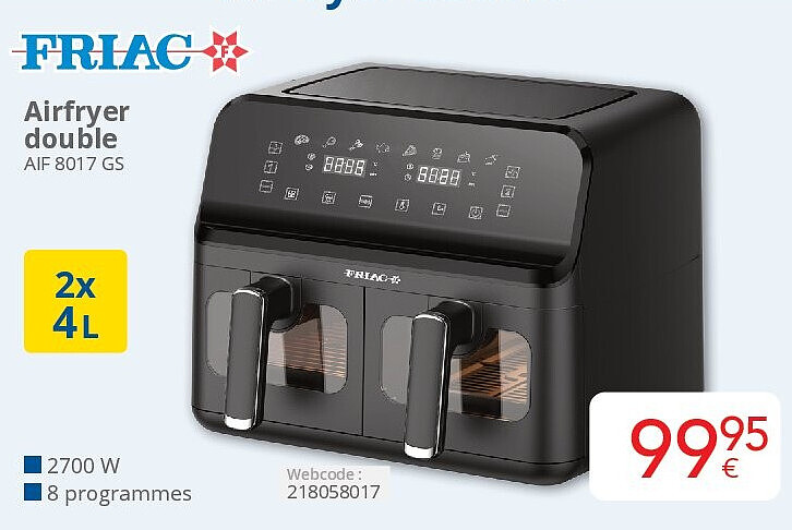 Airfryer double AIF 8017 GS 2 x 4 L