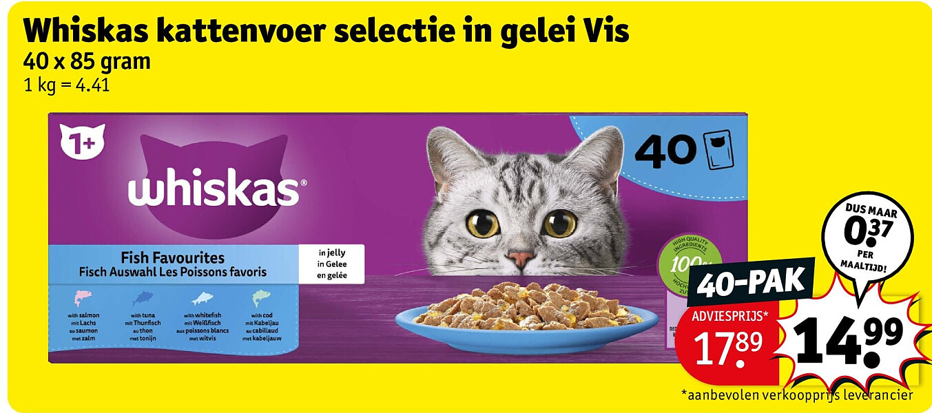 Whiskas kattenvoer selectie in gelei Vis