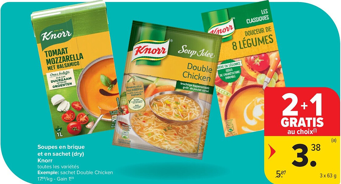Soupes en brique et en sachet (dry) Knorr 3 x 63 g