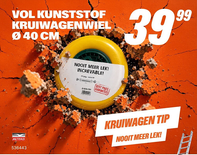 VOL KUNSTSTOF KRUIWAGENWIEL Ø 40 CM